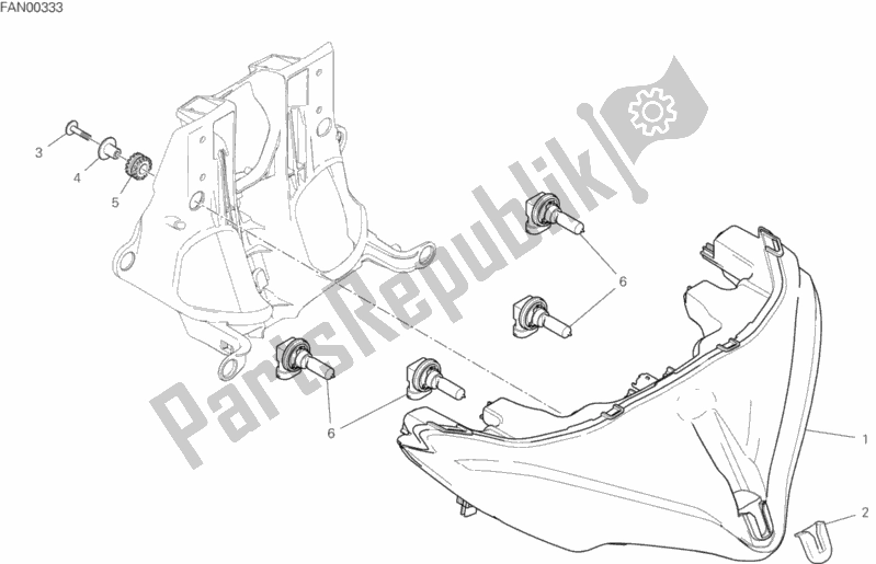 All parts for the Headlight of the Ducati Multistrada 1260 ABS 2019